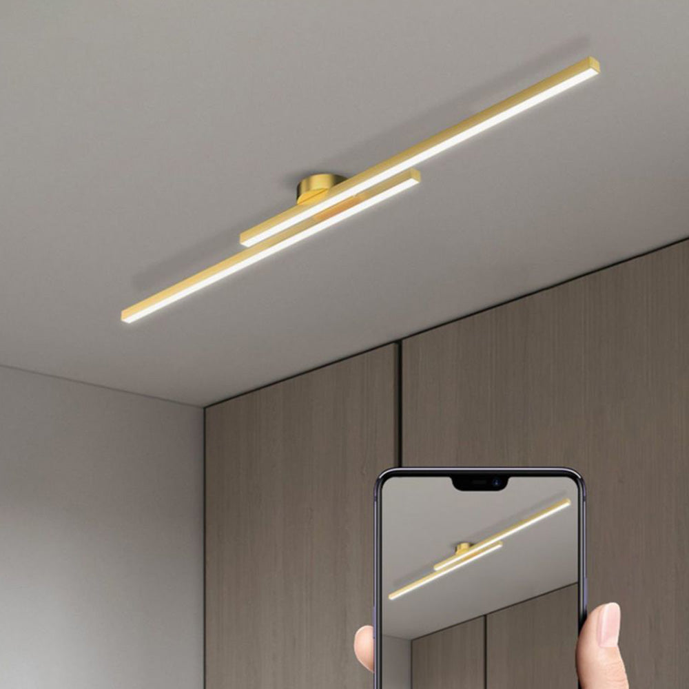 Long Strip Semi Flush Mount Ceiling Light | Aluminium