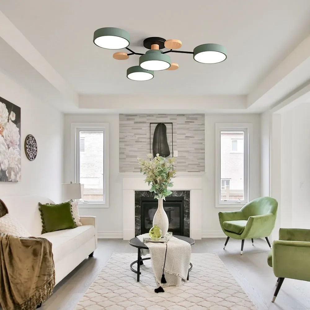 Contemporary Multi-Head Round LED Ceiling Chandelier | Nordic Semi-Flush Mount Light