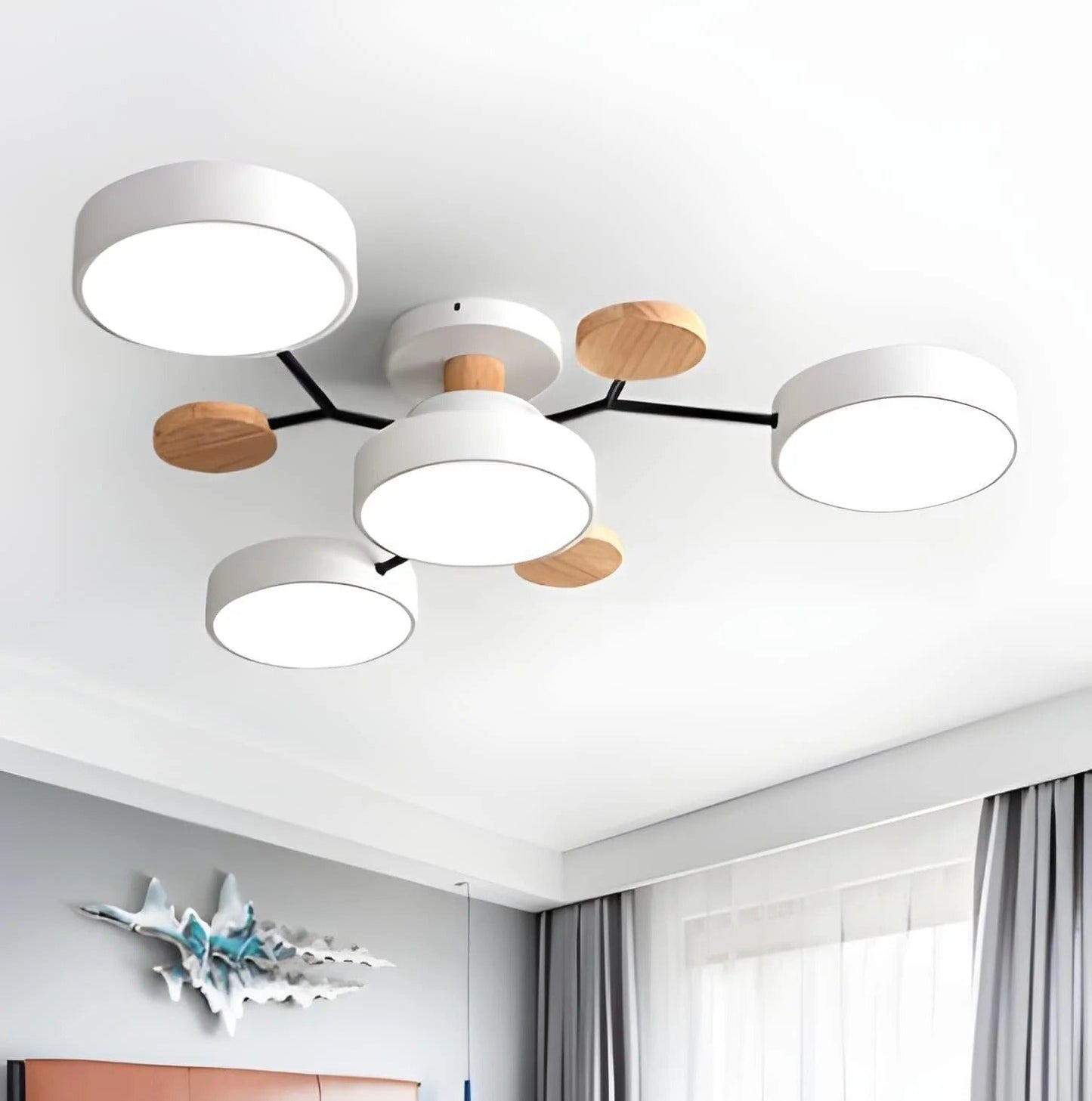 Contemporary Multi-Head Round LED Ceiling Chandelier | Nordic Semi-Flush Mount Light