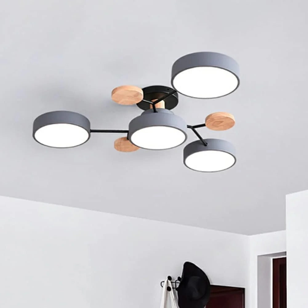 Contemporary Multi-Head Round LED Ceiling Chandelier | Nordic Semi-Flush Mount Light
