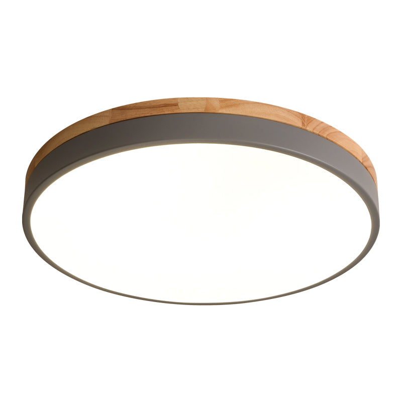 Scandinavian Style Wooden Round Flush Mount Ceiling Light | LED for Living Room