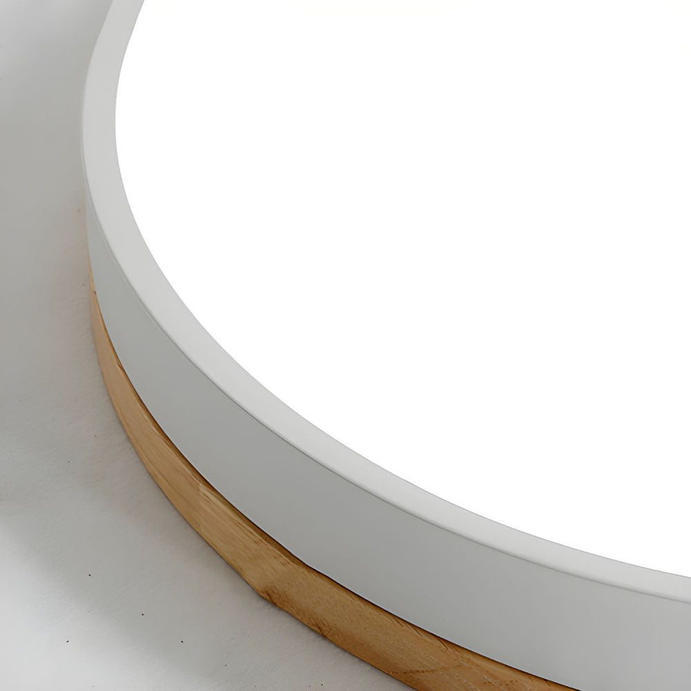 Scandinavian Style Wooden Round Flush Mount Ceiling Light | LED for Living Room