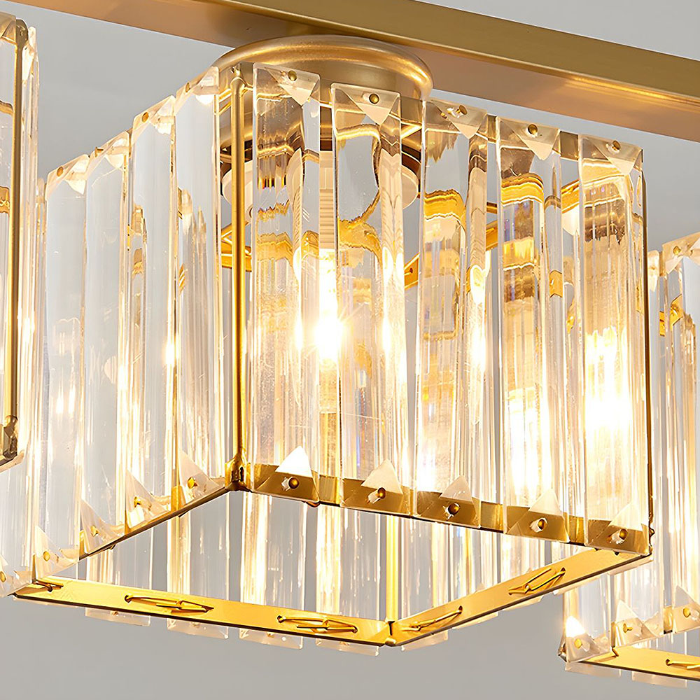 Nordic Modern Rectangular Glass Island Chandelier | Multi-Head LED Pendant Light