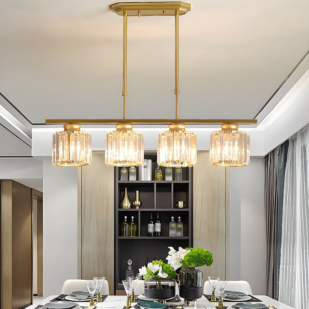 Nordic Modern Rectangular Glass Island Chandelier | Multi-Head LED Pendant Light