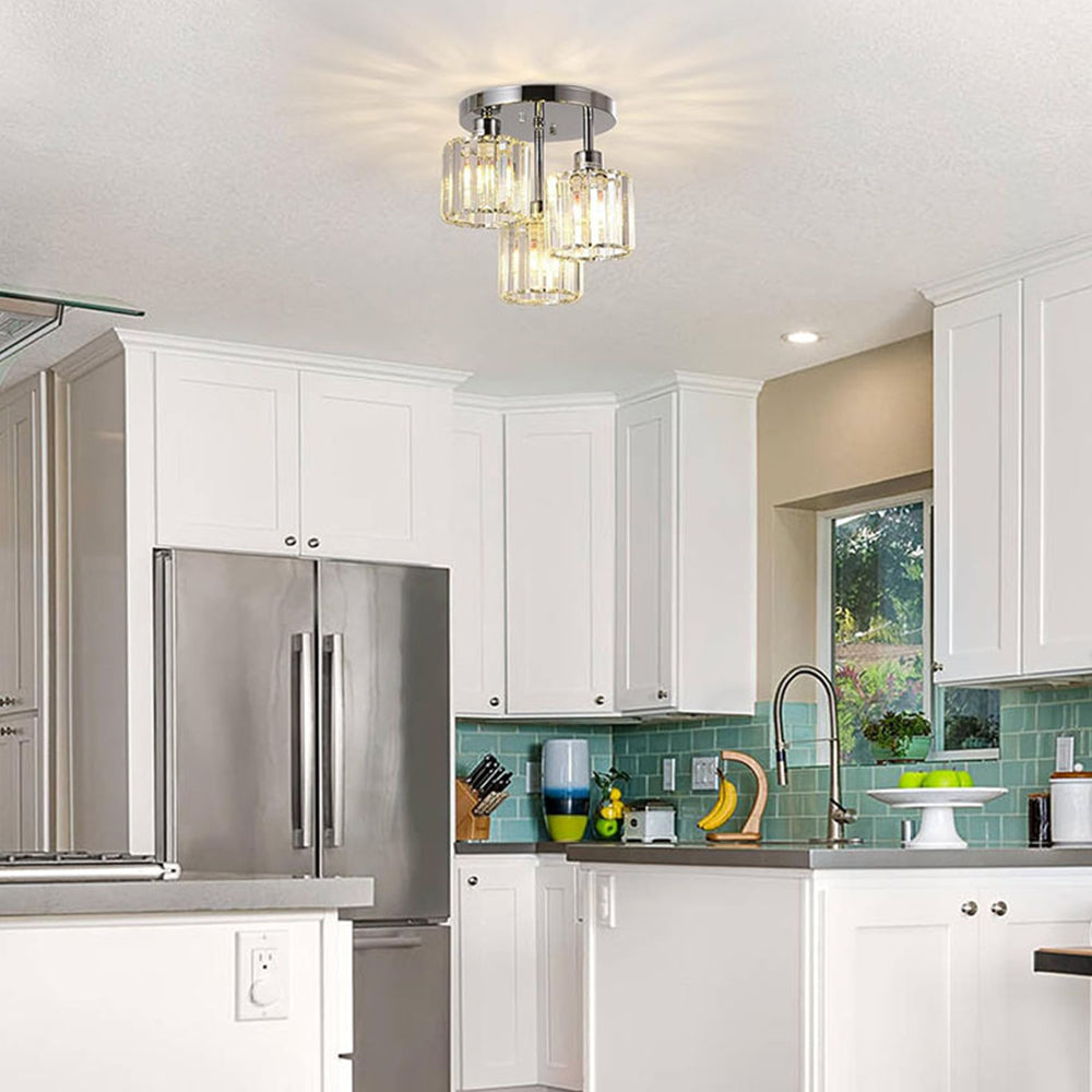 Crystal Semi Flush Ceiling Light | Elegant
