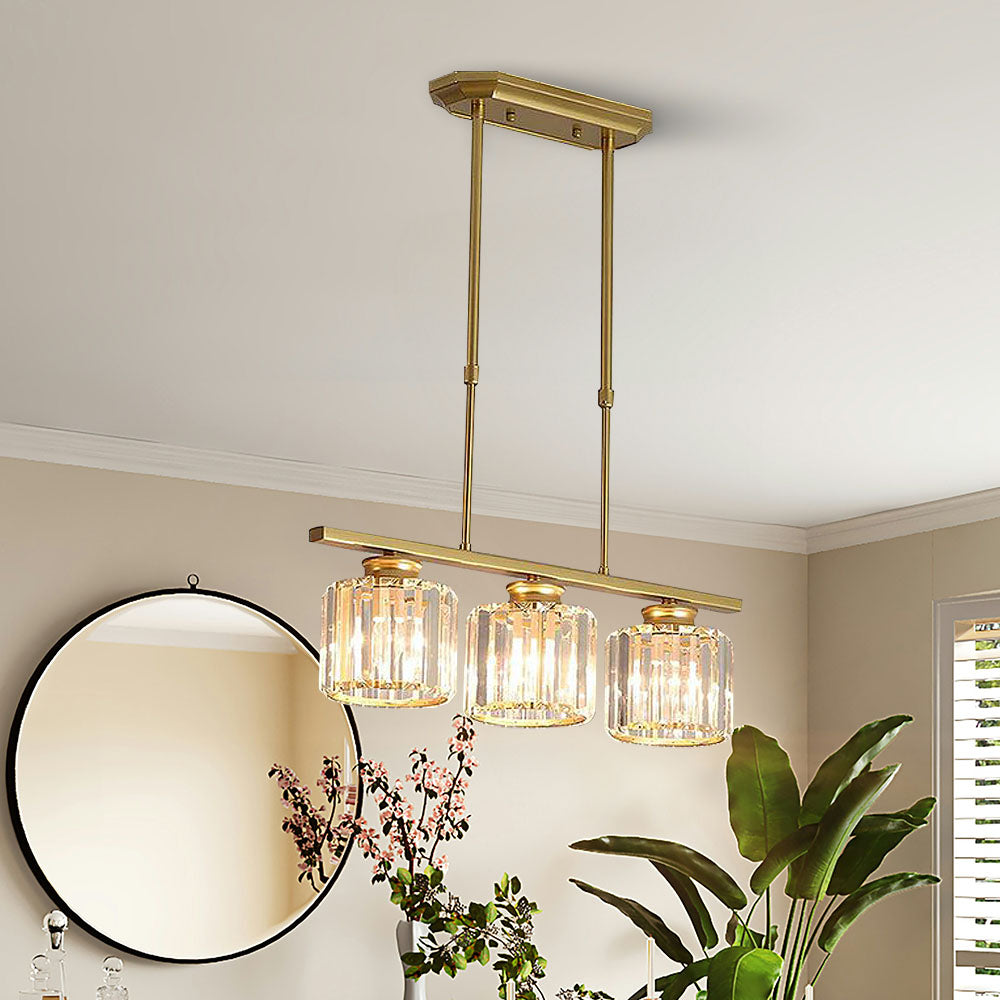 Nordic Modern Rectangular Glass Island Chandelier | Multi-Head LED Pendant Light