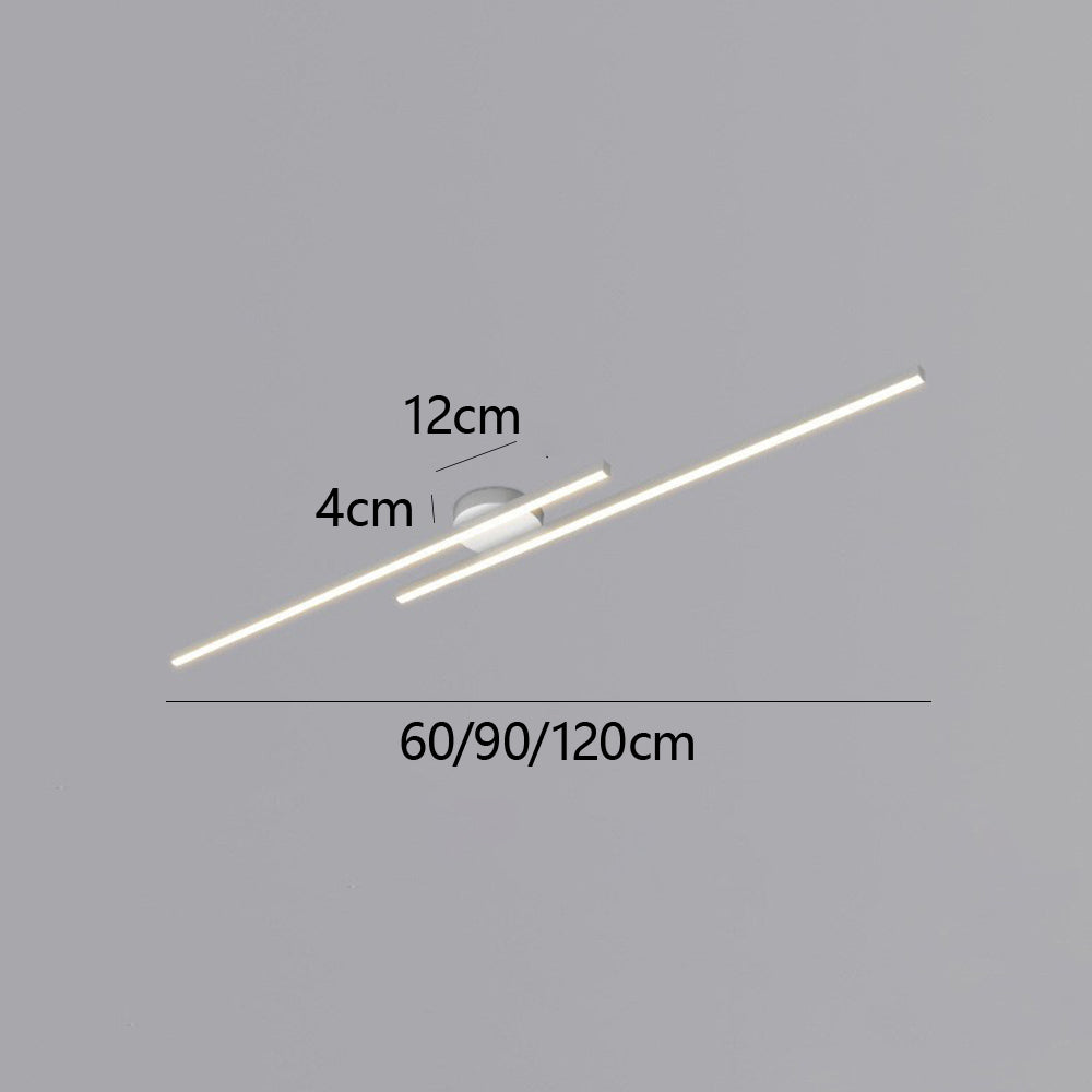Long Strip Semi Flush Mount Ceiling Light | Aluminium