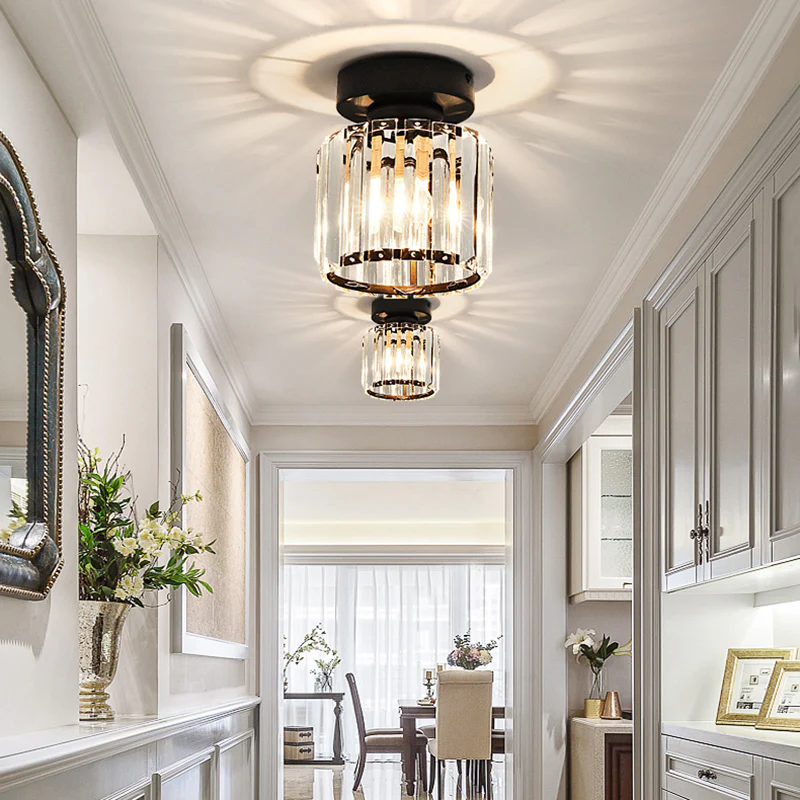 Radiant Modern Flush Mount Ceiling Light | Crystal Glow for Hallways