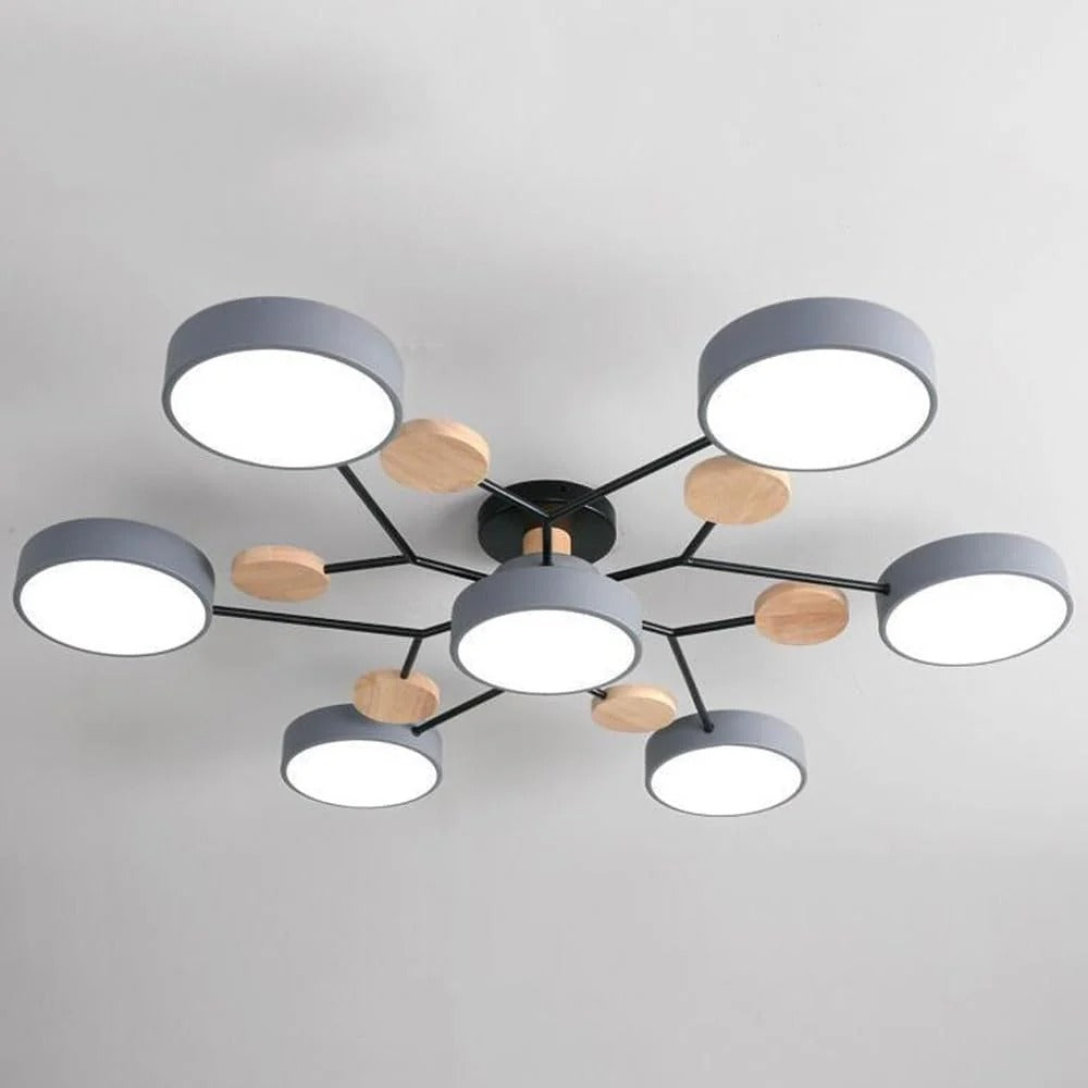 Contemporary Multi-Head Round LED Ceiling Chandelier | Nordic Semi-Flush Mount Light