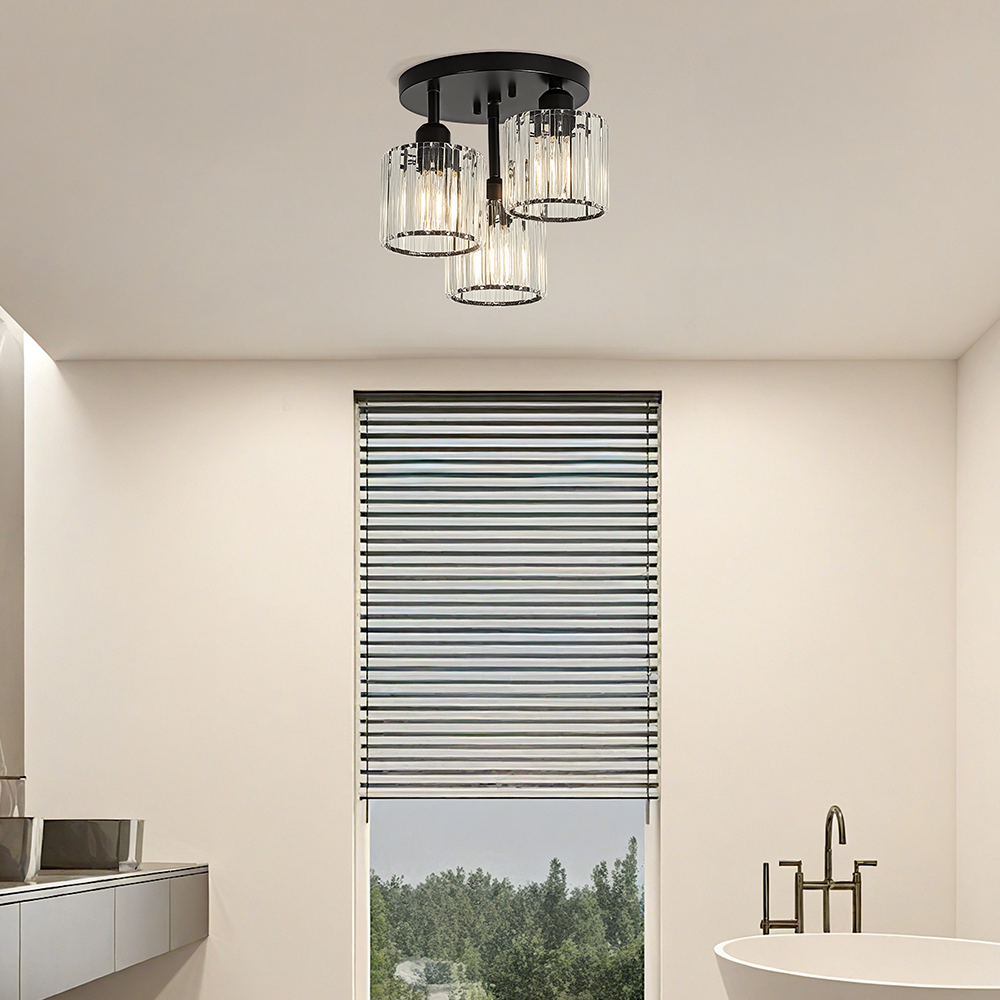 Crystal Semi Flush Ceiling Light | Elegant