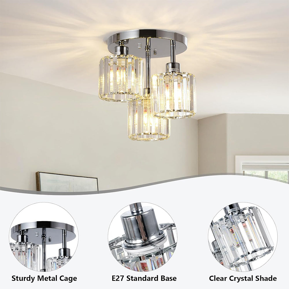 Crystal Semi Flush Ceiling Light | Elegant