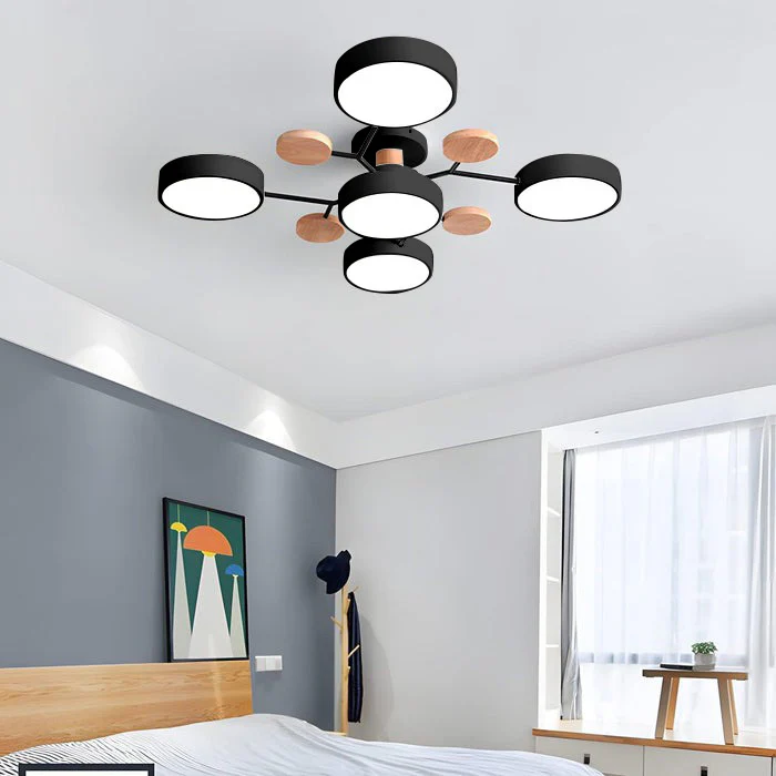Contemporary Multi-Head Round LED Ceiling Chandelier | Nordic Semi-Flush Mount Light