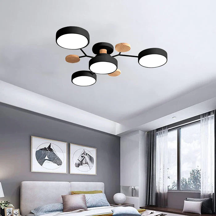 Contemporary Multi-Head Round LED Ceiling Chandelier | Nordic Semi-Flush Mount Light
