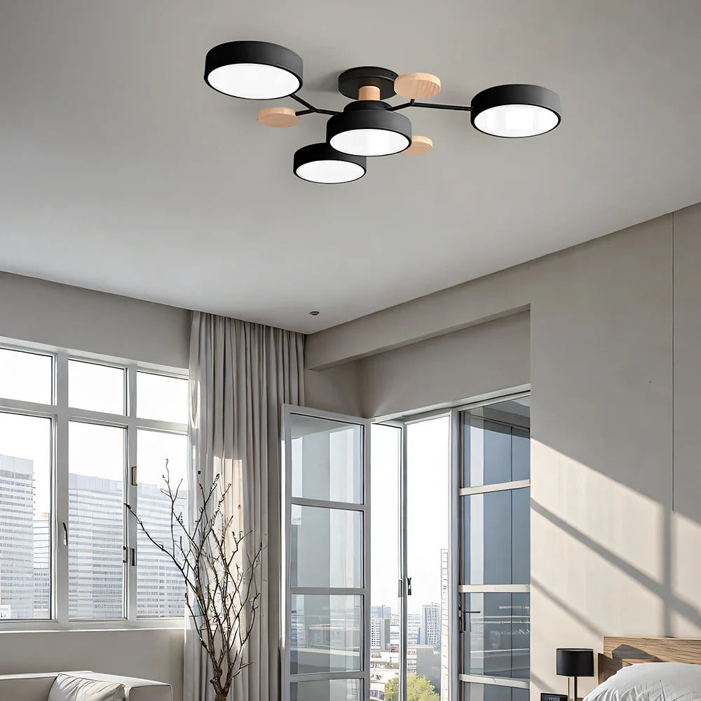 Contemporary Multi-Head Round LED Ceiling Chandelier | Nordic Semi-Flush Mount Light
