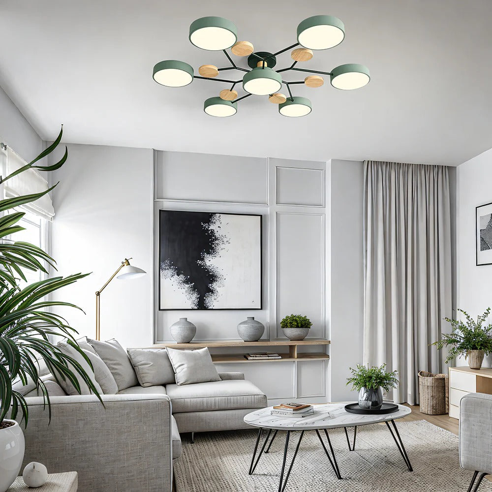 Contemporary Multi-Head Round LED Ceiling Chandelier | Nordic Semi-Flush Mount Light