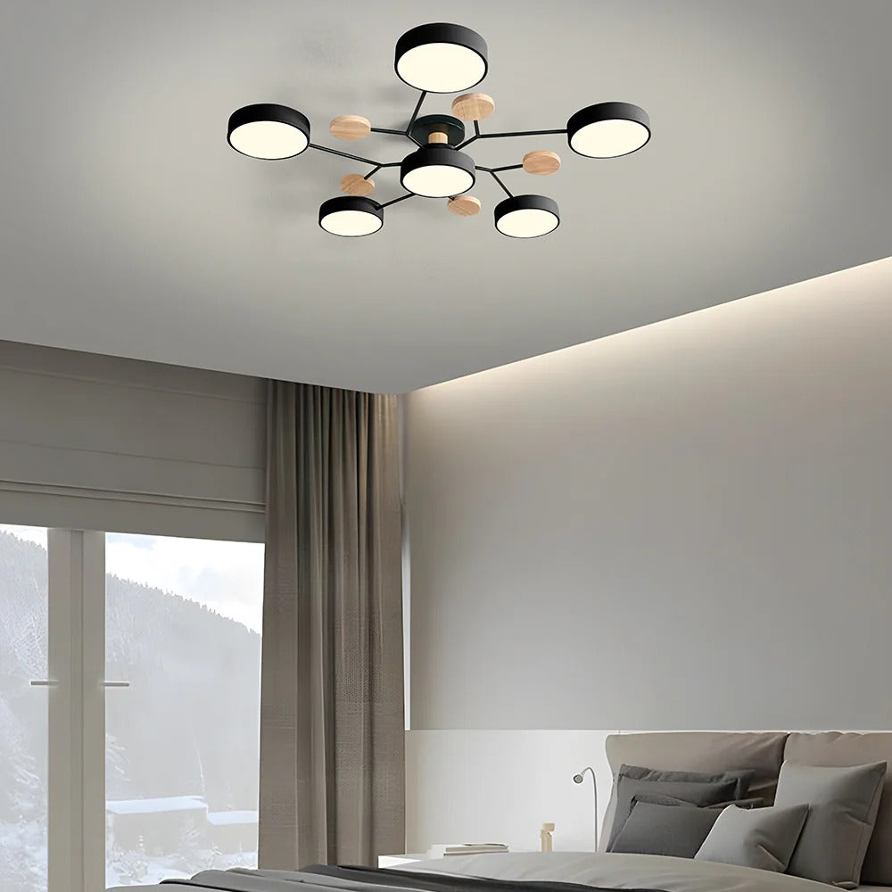 Contemporary Multi-Head Round LED Ceiling Chandelier | Nordic Semi-Flush Mount Light