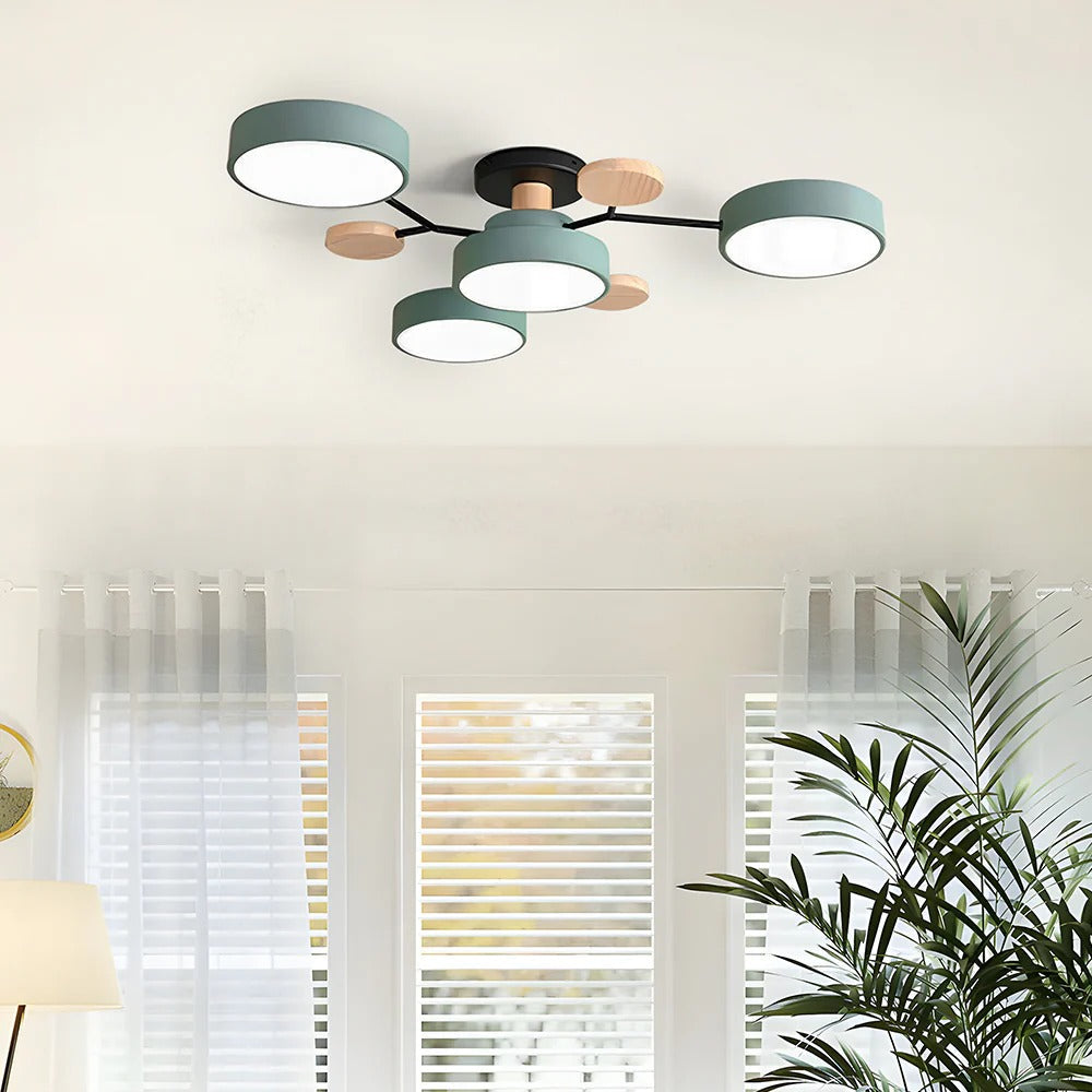 Contemporary Multi-Head Round LED Ceiling Chandelier | Nordic Semi-Flush Mount Light