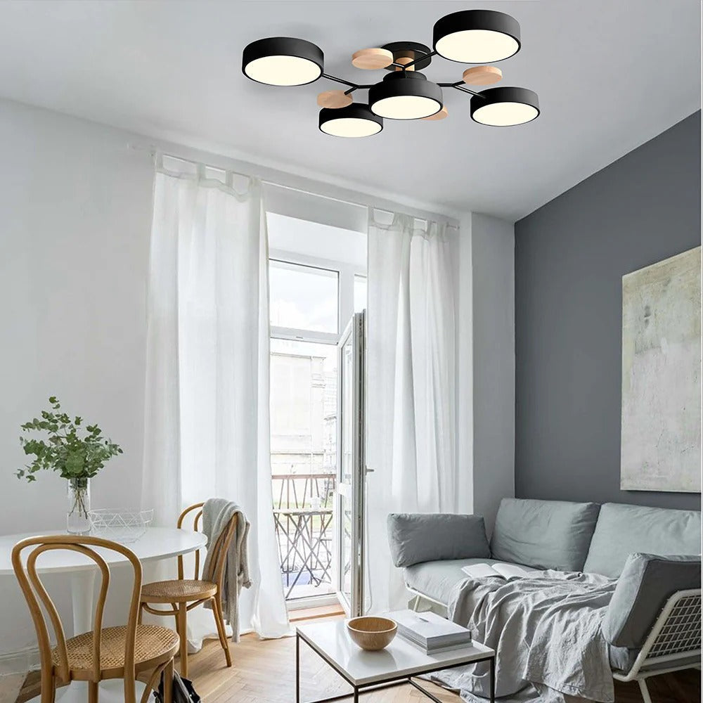 Contemporary Multi-Head Round LED Ceiling Chandelier | Nordic Semi-Flush Mount Light