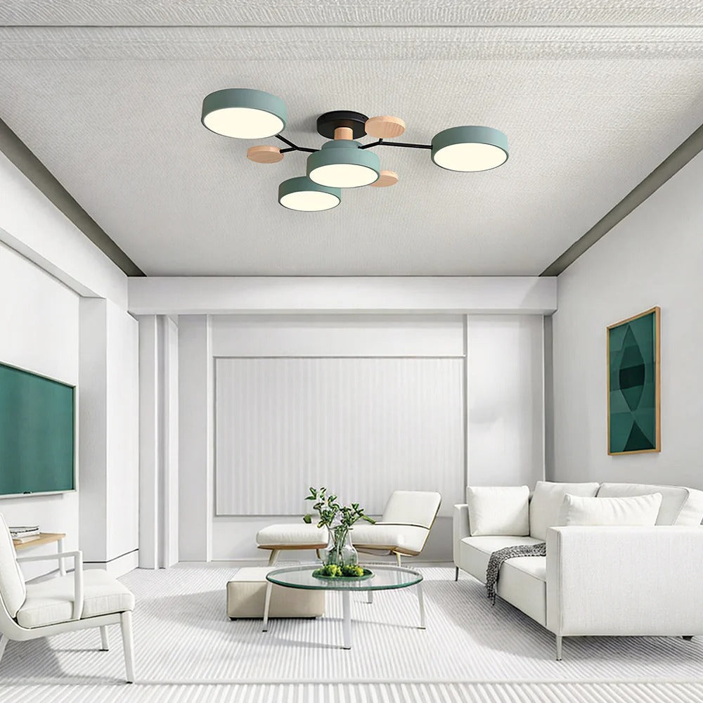 Contemporary Multi-Head Round LED Ceiling Chandelier | Nordic Semi-Flush Mount Light