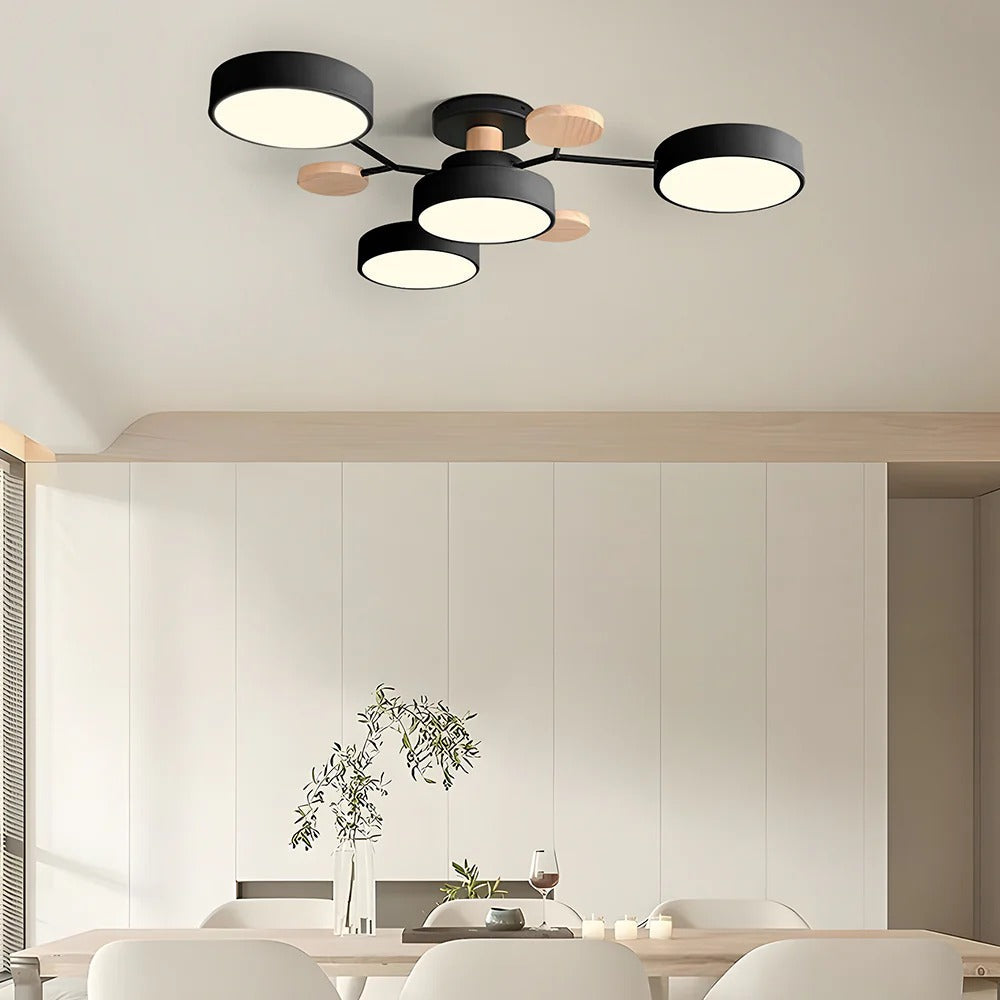 Contemporary Multi-Head Round LED Ceiling Chandelier | Nordic Semi-Flush Mount Light