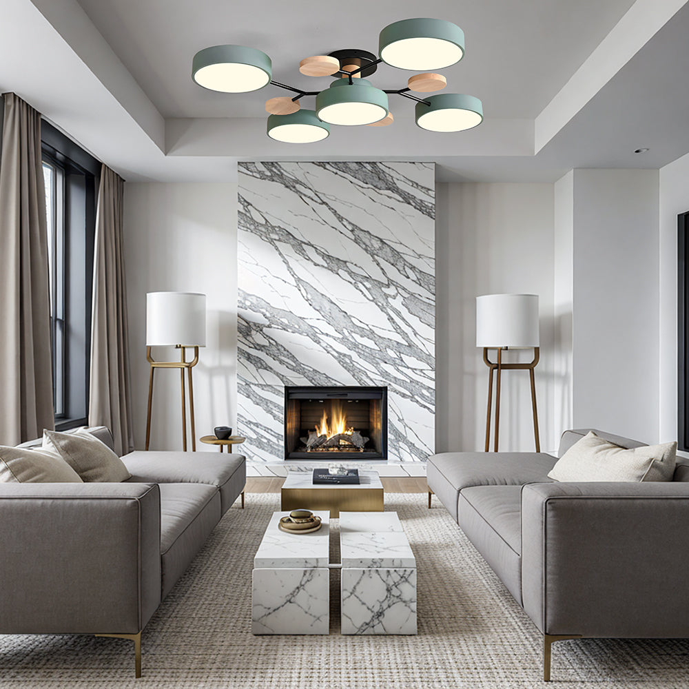 Modern Circular Semi Flush Mount LED Ceiling Light | Living Room