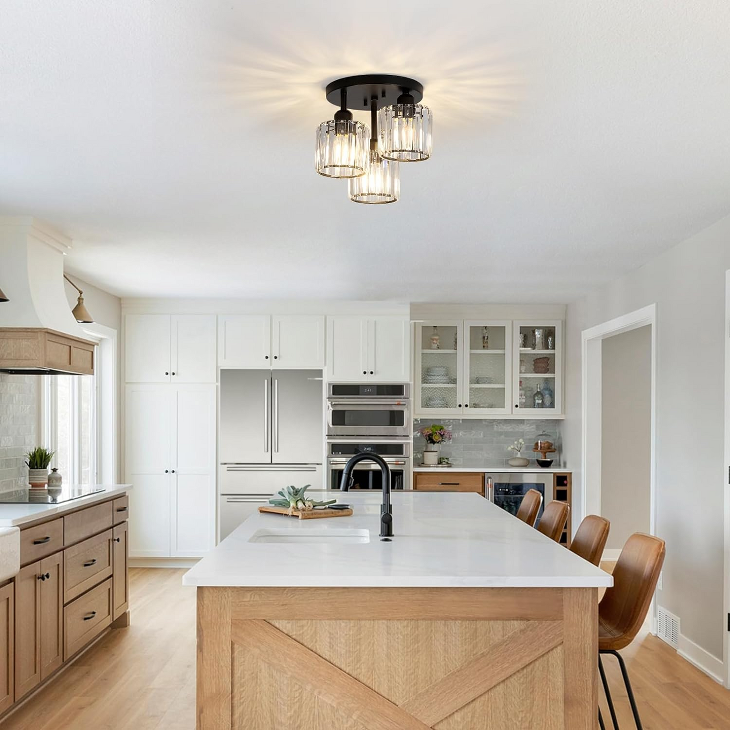 Crystal Semi Flush Ceiling Light | Elegant