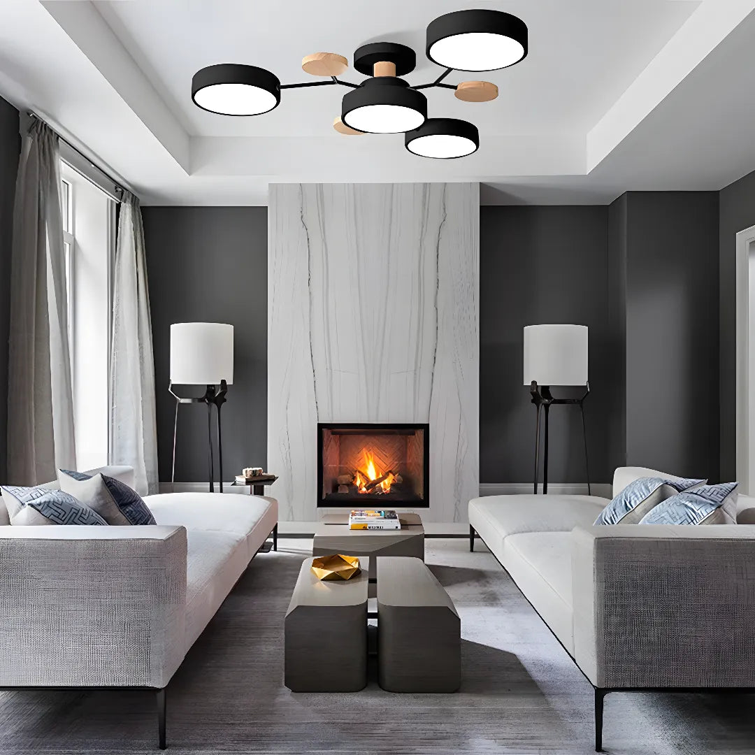 Modern Circular Semi Flush Mount LED Ceiling Light | Living Room