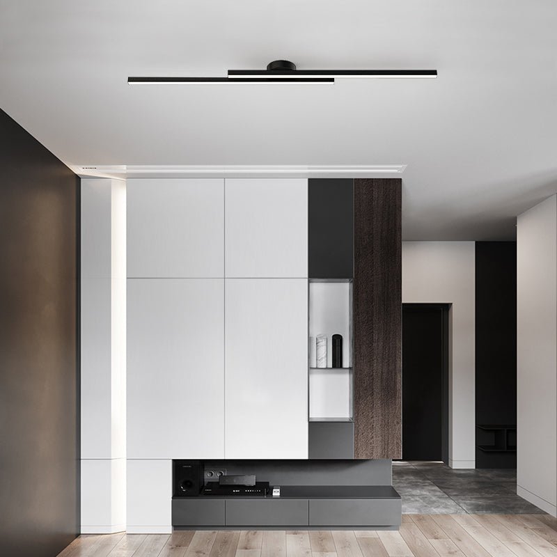 Long Strip Semi Flush Mount Ceiling Light | Aluminium