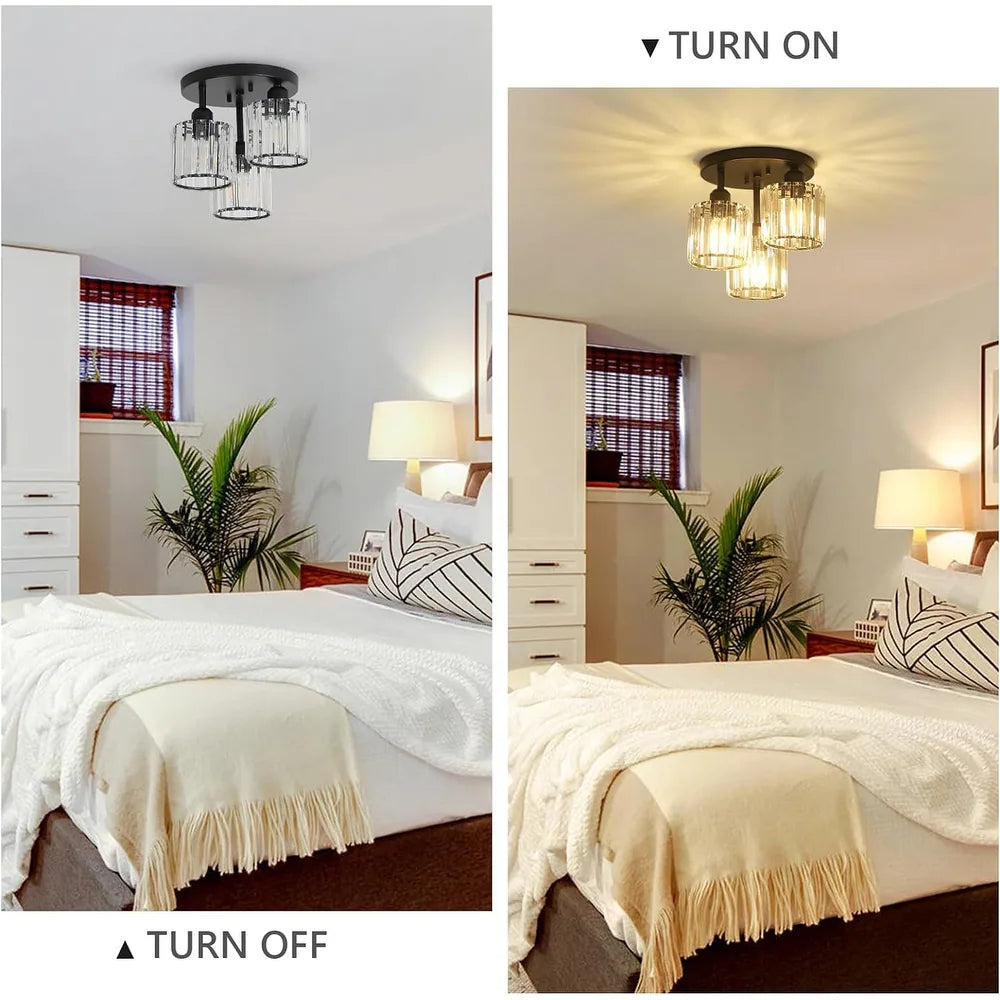 Crystal Semi Flush Ceiling Light | Elegant