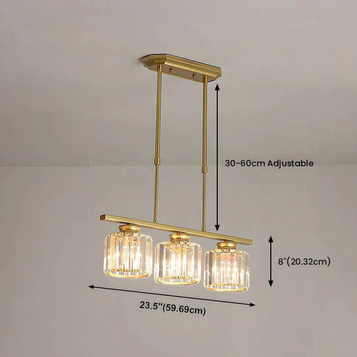 Nordic Modern Rectangular Glass Island Chandelier | Multi-Head LED Pendant Light