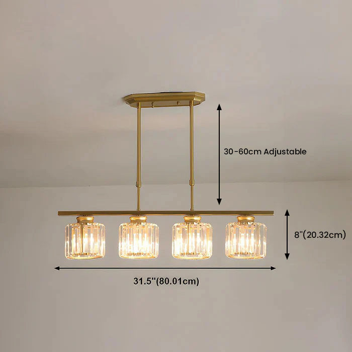 Nordic Modern Rectangular Glass Island Chandelier | Multi-Head LED Pendant Light